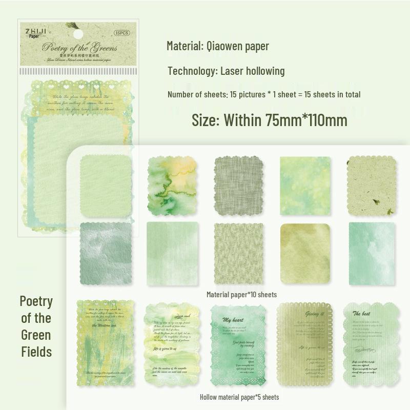 Dream Isle Series: 15 Sheets of Lace Pattern Paper for Collage & Decoration, 6 Unique Styles