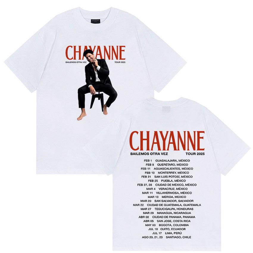 Rapper Chayanne Bailemos Otra Vez Tour 2026 Album T Shirt Men Hip Hop Gothic Punk Tshirts 90s Vintage Oversized Cotton Tshirts