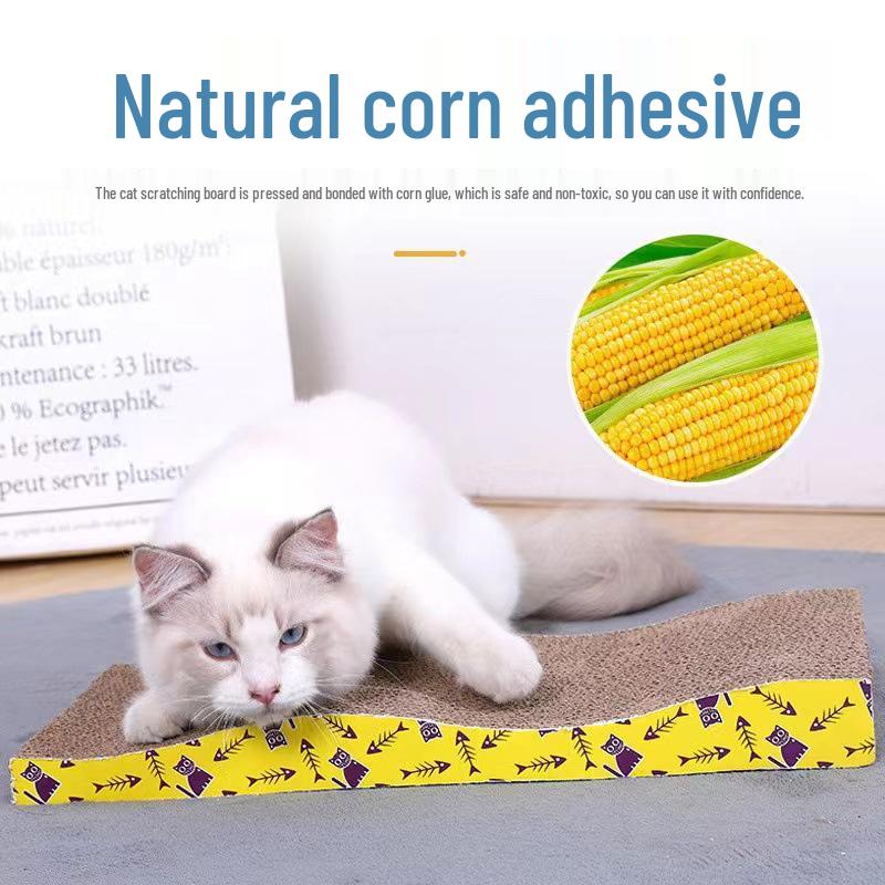 Cartoon Cat Scratching Bed - Scratch-Resistant Corrugated Cardboard Toy and Paw Board