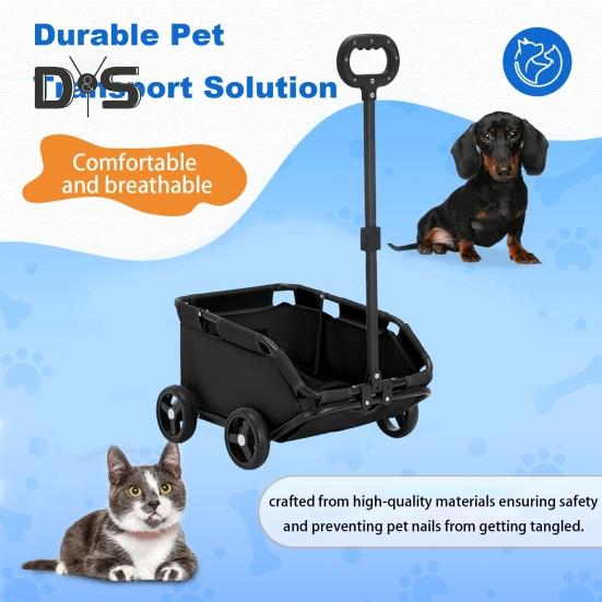 Hundewagen mit 4 Rädern, zusammenklappbar, für kleine Hunde und Katzen, Haustier-Kinderwagen zum Reisen, Einkaufen, Spazierengehen, Spielen