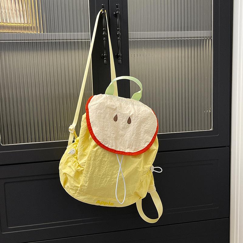 Dopamine Contrast Color Nylon Backpack Cute Fruit Shape String Shoulder Bags Female Leisure Commuting School Bag