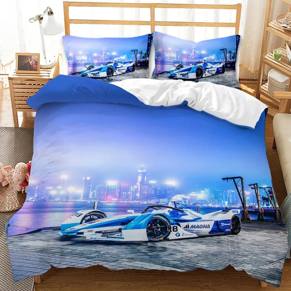 Race Car Bedding Set Boys Extreme Sports Duvet Cover Set Cool Car Comforter Cover Car Sports Queen Size Polyester Quilt Cover