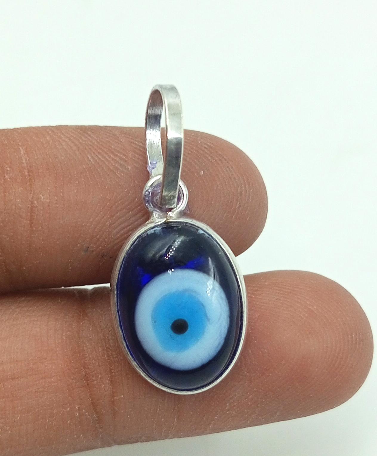 

Evil Eye Gemstone 925 Sterling Silver Plated Bezel Pendant Jewelry