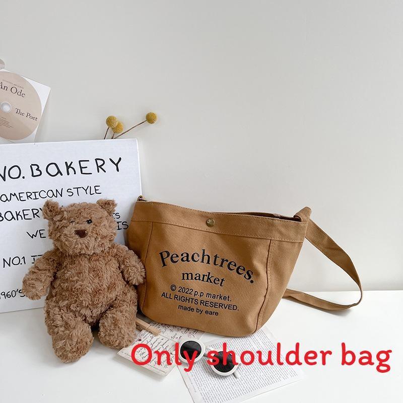Pattern Children Letter Canvas Shoulder Bag With Large Capacity For Casual Daily