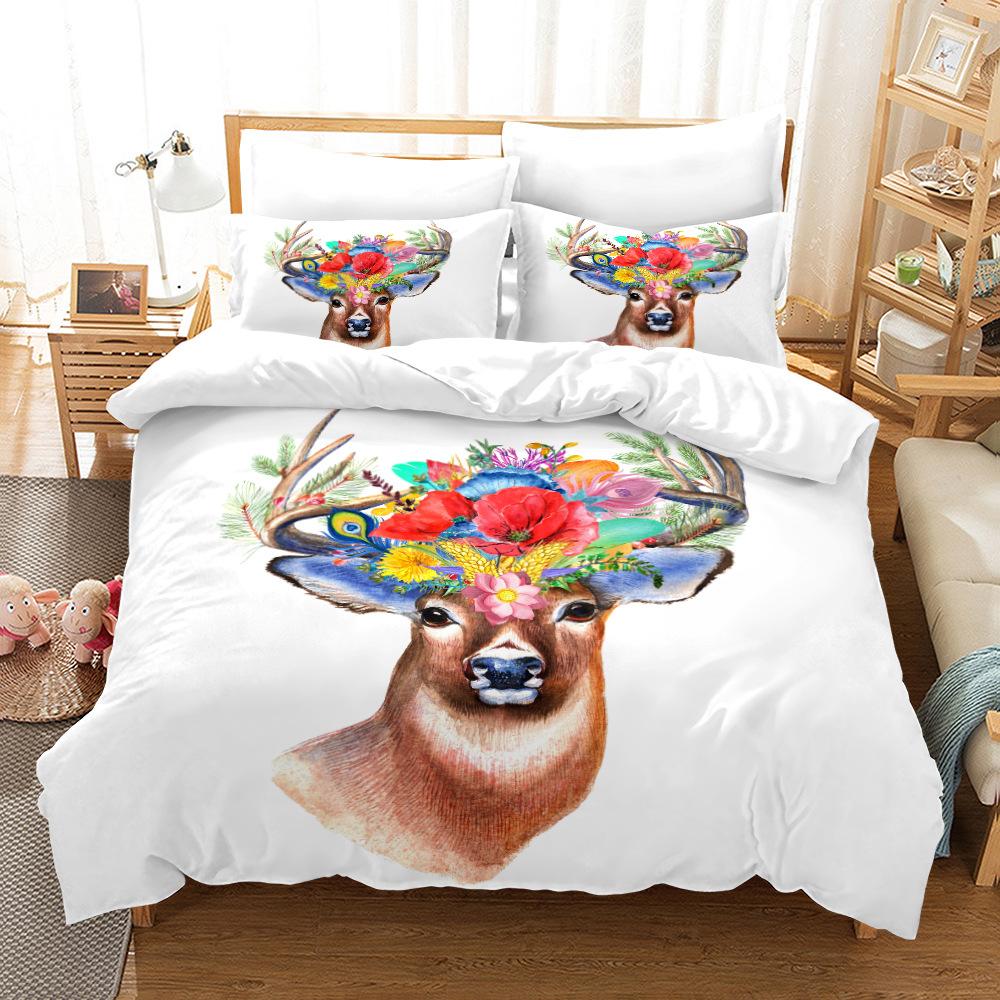 Funda de edredón con estampado de animales en 3D para el hogar, funda de edredón y funda de almohada con estampado de ciervos, para cama individual o doble, tamaño completo, Australia, UE y EE. UU.