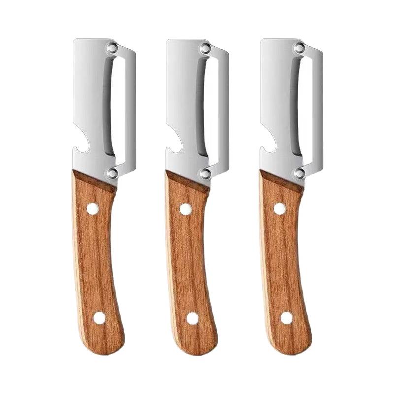 NEW Kitchen Peeler Stainless Steel Vegetable Peeler with Wooden Handle Durable Serrated Peeling Knife Bottle Opener Kitchen Tool