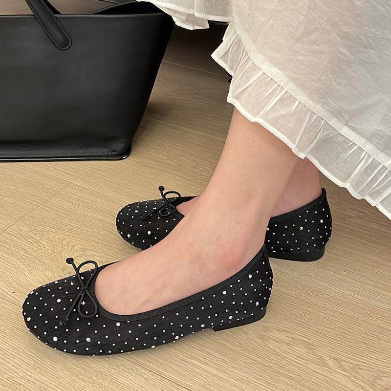 

Мода Мода Блестящие Женские Балетки Слипоны Новинка 2025 Женская Дизайнерская Обувь с Бантом-Бабочкой Неглубокие Женские Балетки Танцевальная Обувь 35 чёрный