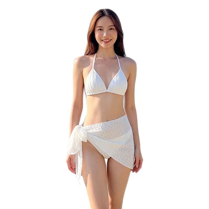 Bikini ins style sexy beautiful back size chest gathering bikini fashion split three-piece women's swimsuit