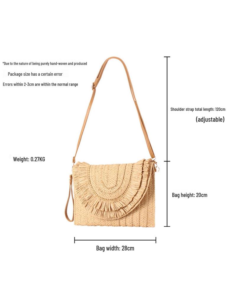 Women's Versatile Woven Straw Clutch Crossbody Bag for Beach and Casual Commute