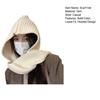 Scarf Hat Solid Color Windproof Ear Protection Thick Knitted Fabric Hooded Design Hat Winter Outdoor Headgear