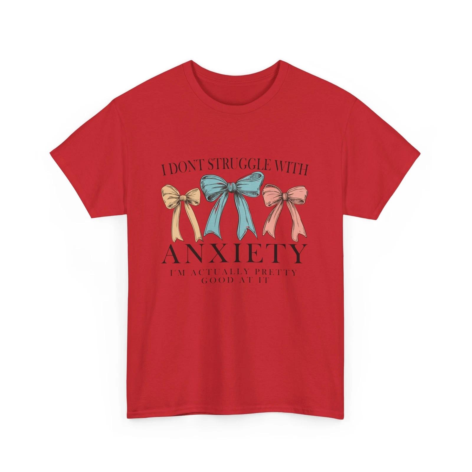 Funny Anxiety T-Shirt - Mental Health Humor - Coquette Mental Health Bow M