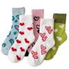 5/10 Pairs Comfortable Casual Autumn Winter Coral Fleece Socks for Women Warm Heart Shaped Floor Socks Cute Thickened Mid Calf Socks for Girls
