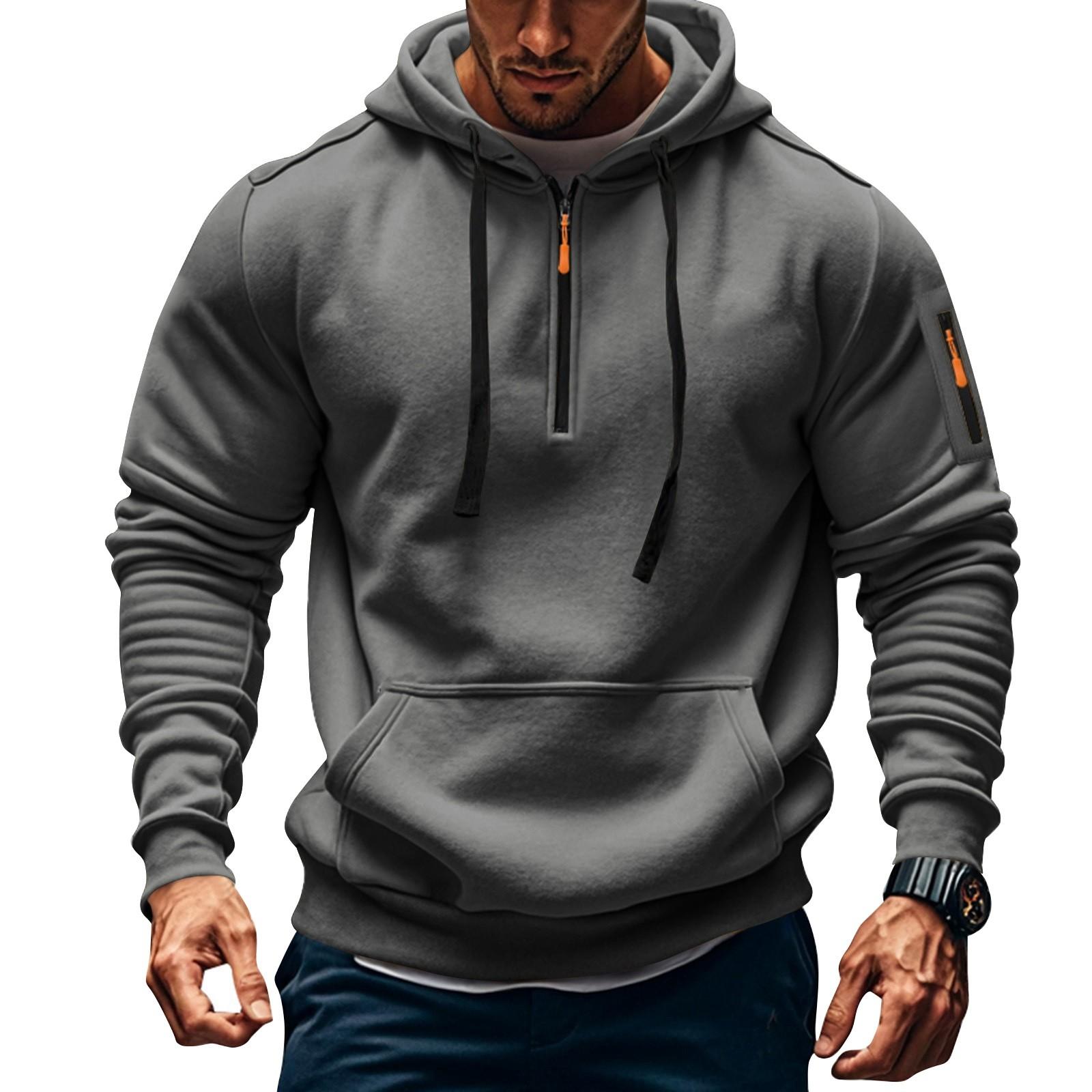 

Men s Sweatshirt Hoodie Zipper Arm Pocket Cardigan Men s Sports Large Size Casual Hoodie M
