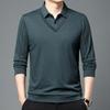 Men's Fake Two-piece Striped Polo Shirt Spring and Autumn Men's Loose Lapel Long-sleeved Shirt T-shirt