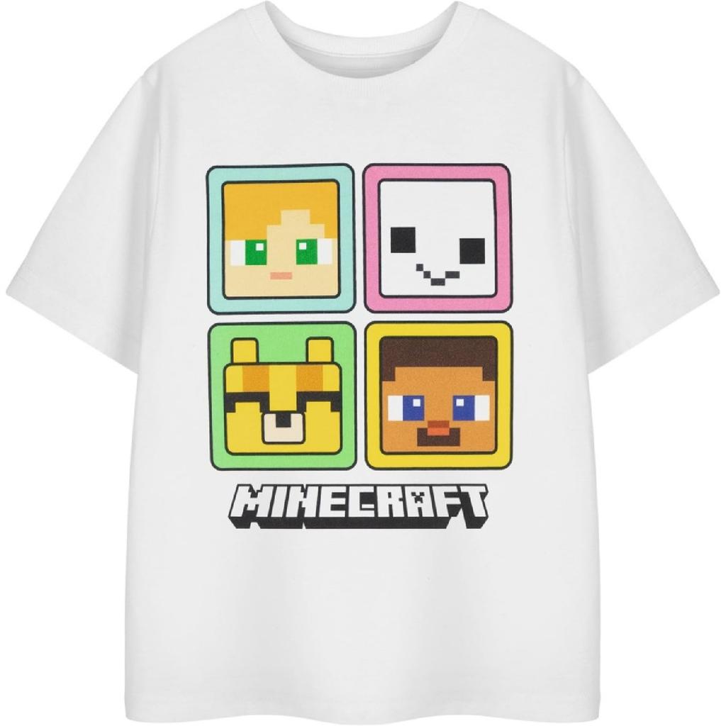 Minecraft Mädchen Grafik-T-Shirt _ Weiß Mehrfarbig Steve Alex Creeper Enderman Shirt _ Klassisches Spiel-Thema Oberteil