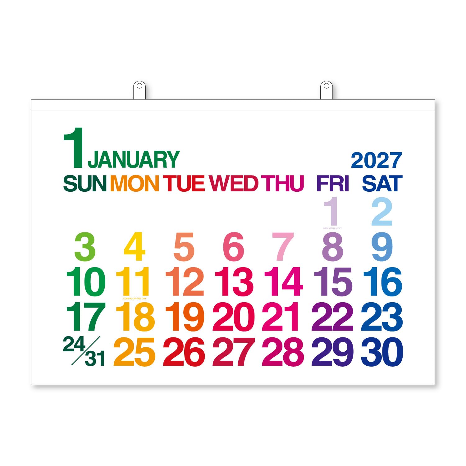 Calendar de perete colorat 2027 Etranger di Costa Rica, NK4700, A1