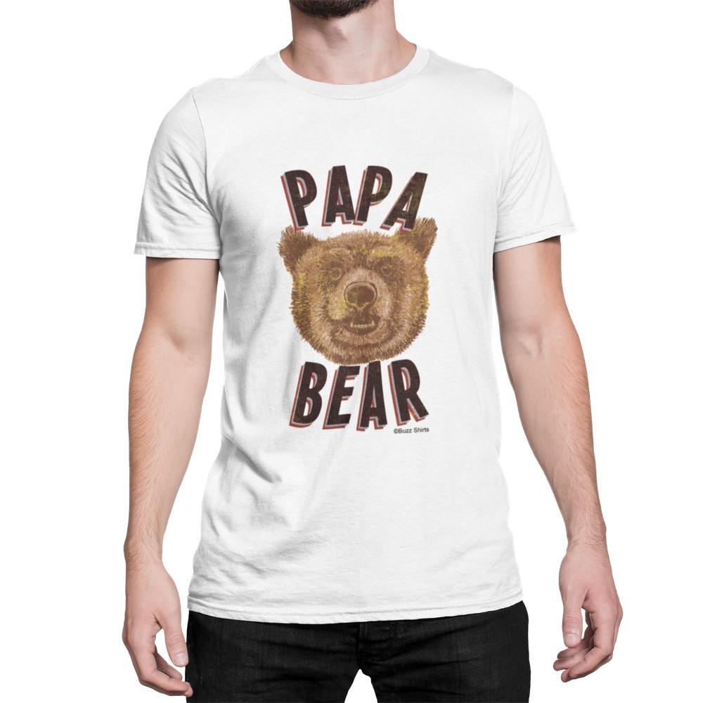 Papa Bear Funny Mens Cotton T-Shirt Retro Style Birthday Gift Present