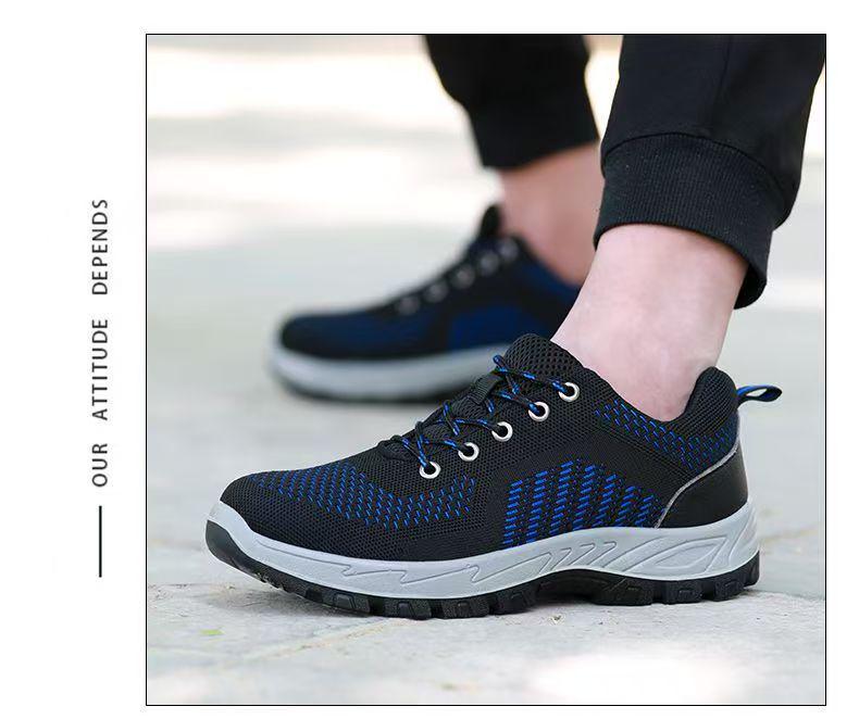 Unisex Summer Steel Toe Work Shoes, Breathable, Anti-Smash, Anti-Puncture, Lightweight Fly-Knit, Wear-Resistant Safety Footwear.