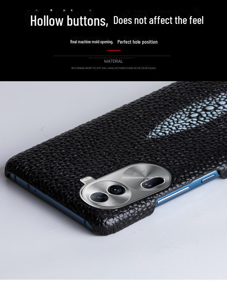 OPPO Reno4/Reno4Pro Cowhide Pearl Fish Pattern Leather Half-Cover Case