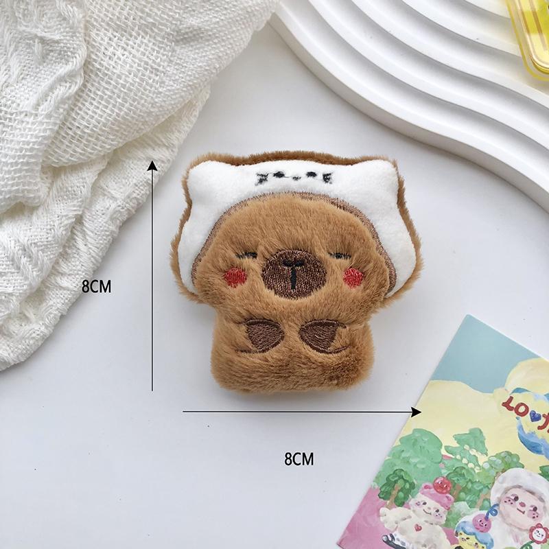 Cute Capybara Animal Plush Doll Brooch Fluffy Soft Stuffed Clothes Badge Pins Backpacks Decoration Accessories