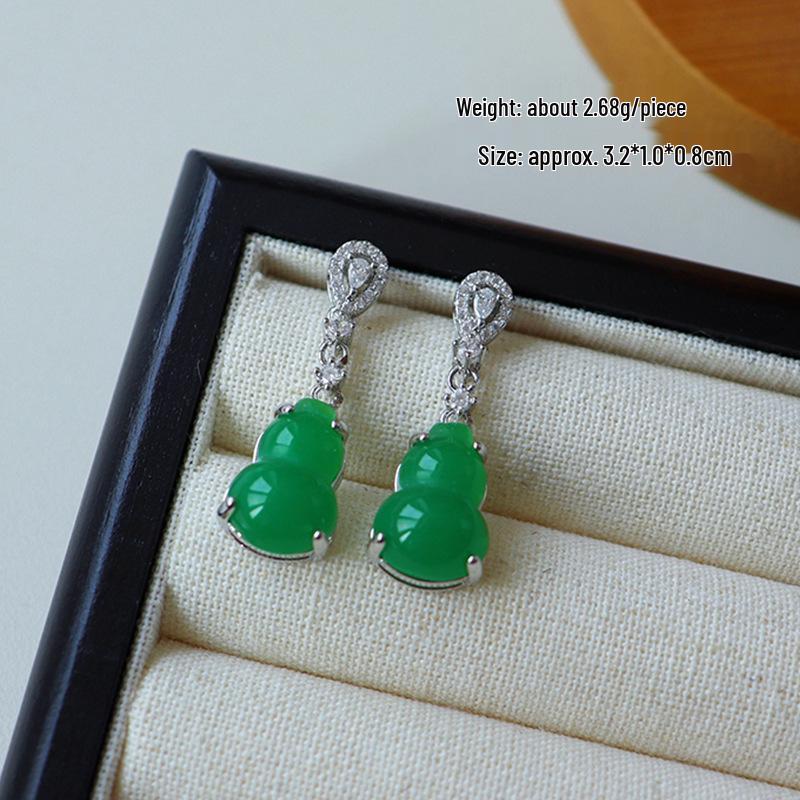 Elegant Zircon Agate Gourd Earrings: Chic, Retro, and Versatile Ear Jewelry