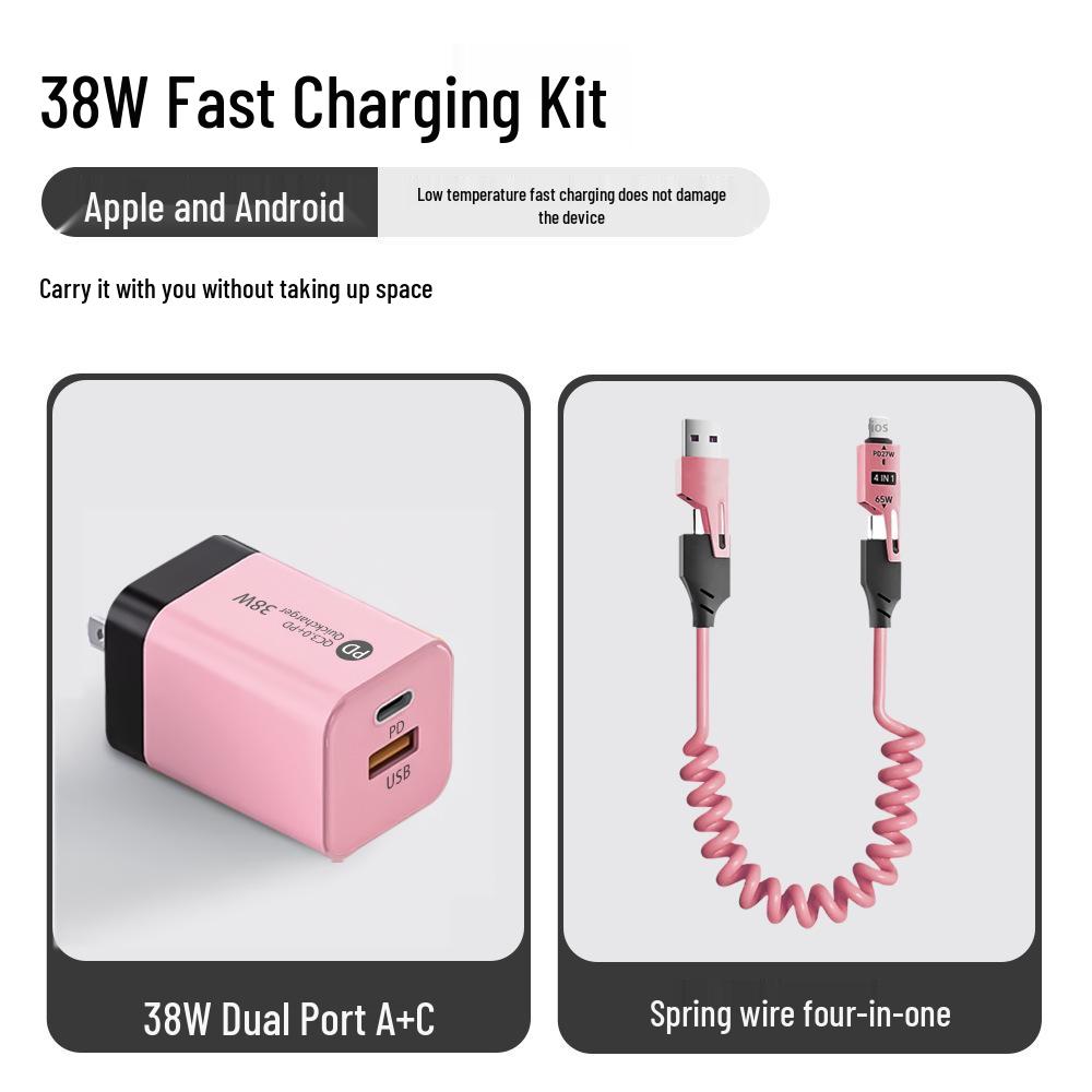 Macaron 38W Dual Port Fast Charger: USB+PD for Apple & Huawei Phones