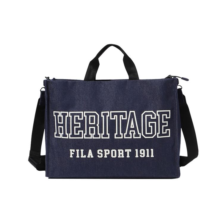 FILA Letter Print Portable Commuter Zipper Nylon Shoulder Crossbody Tote Bag Women bags Blue FS3BCF6312F-BUE Blue