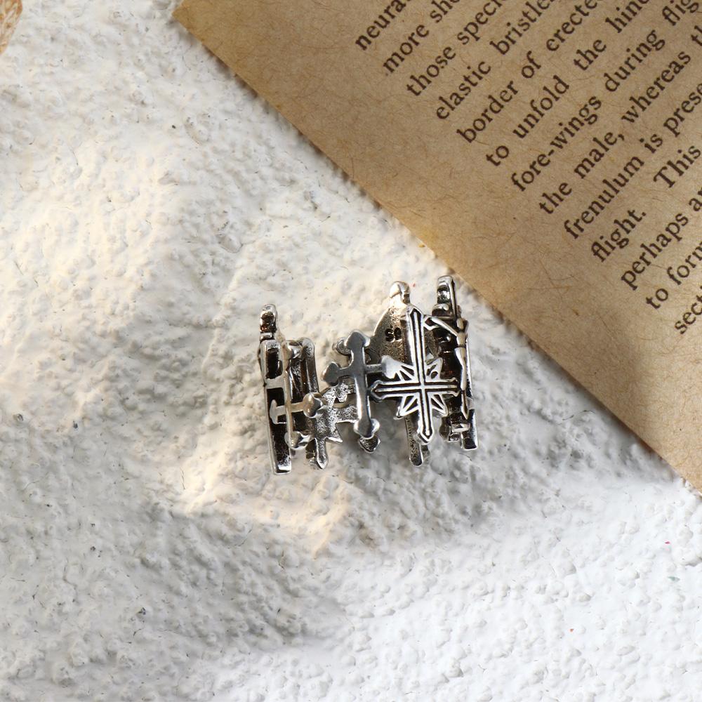 Cross Retro Hollowed Hip Hop Punk Women Rings Open Rings Korean Finger Rings Copper Plated Platinum