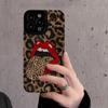 Rote Lippen Große Zunge Leopard Silikon Lederhülle Für iPhone 13 14 15 Pro Max Plus 11 12 Mini X XS XR 7 8 SE Stoßfeste Hülle
