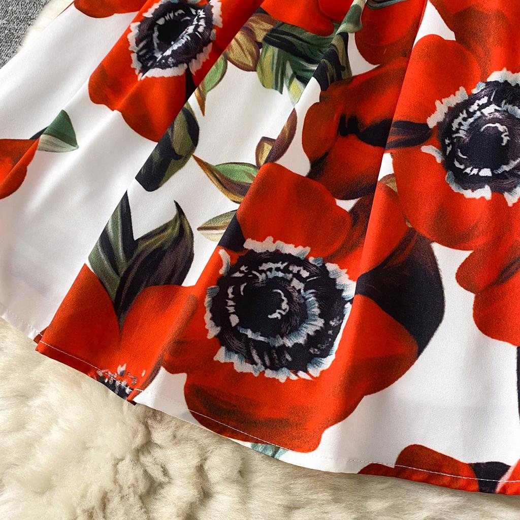 Women's Summer Vintage Elegant Printed Waist-slimming Halter Dresses