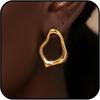 Stainless Steel Irregular Shaped Drop Earrings for Women Lady Classic Geometric Hollow Stud Earrings Banquet Jewelry Accessories