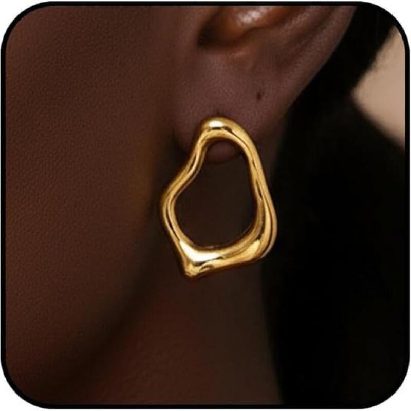 Stainless Steel Irregular Shaped Drop Earrings for Women Lady Classic Geometric Hollow Stud Earrings Banquet Jewelry Accessories