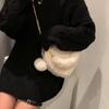 Fashionable Women's Faux Fur Cute Heart-shaped Portable One Shoulder Plush Crossbody Bag Cute Chain Bag Valentine's Day Gift