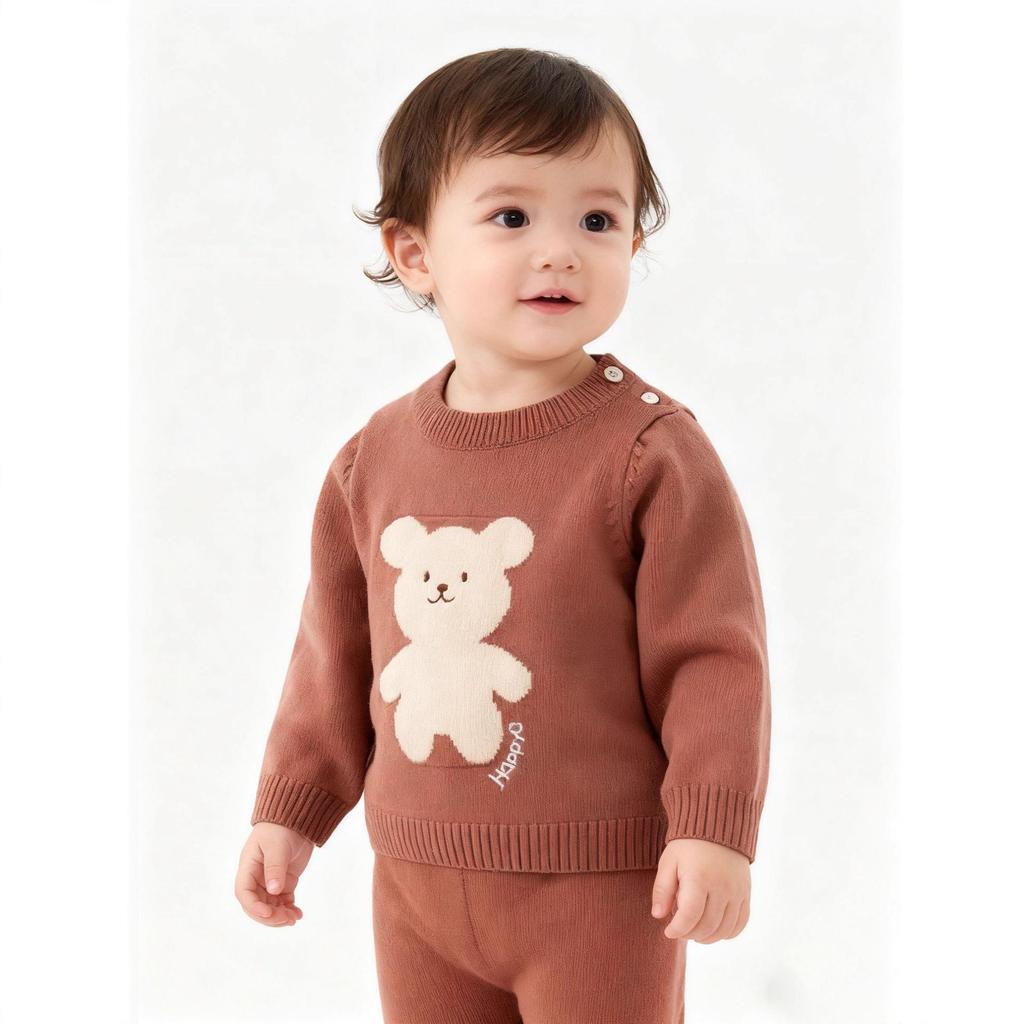 Autumn/Winter Cartoon Pullover Sweater Set for Toddlers
