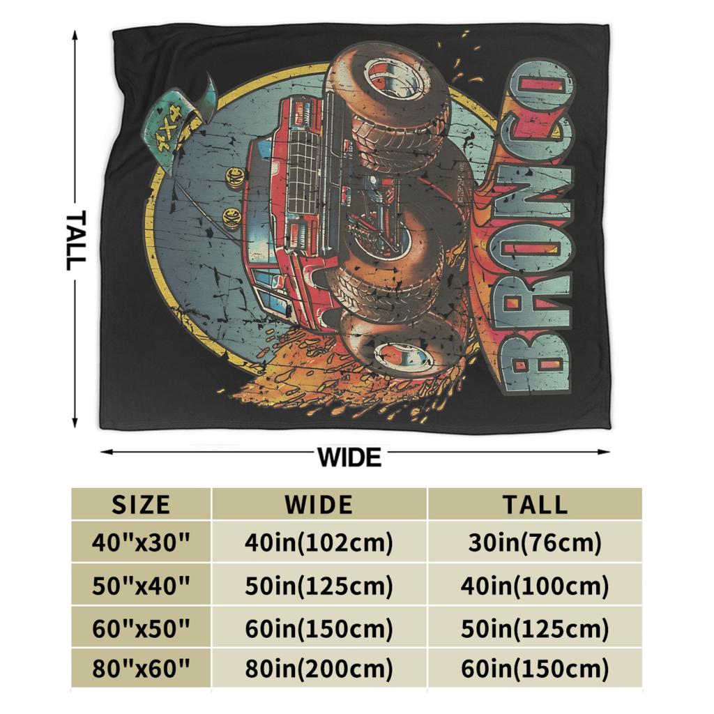 Monster Trucks Bronco 4x4 1978 Blanket Super Soft Novelty Plush Throw Girls Boys Home Decor Flannel Bedspread Bed Cover
