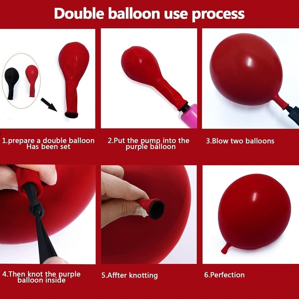 Red White Balloon Garland Dark Red Double Stuffed Balloons Arch Kit Set For Birthday Mothers Day Valentine Engagement Anniversary Bridal Shower Party