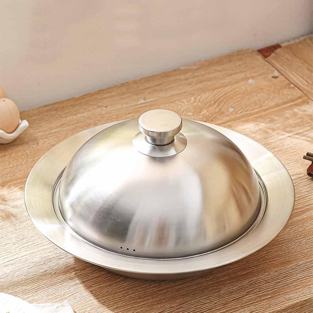 Rustproof Flying Saucer Steaming Tray with Lid Round Pot Insert Tray Food Steam Plate Cooking