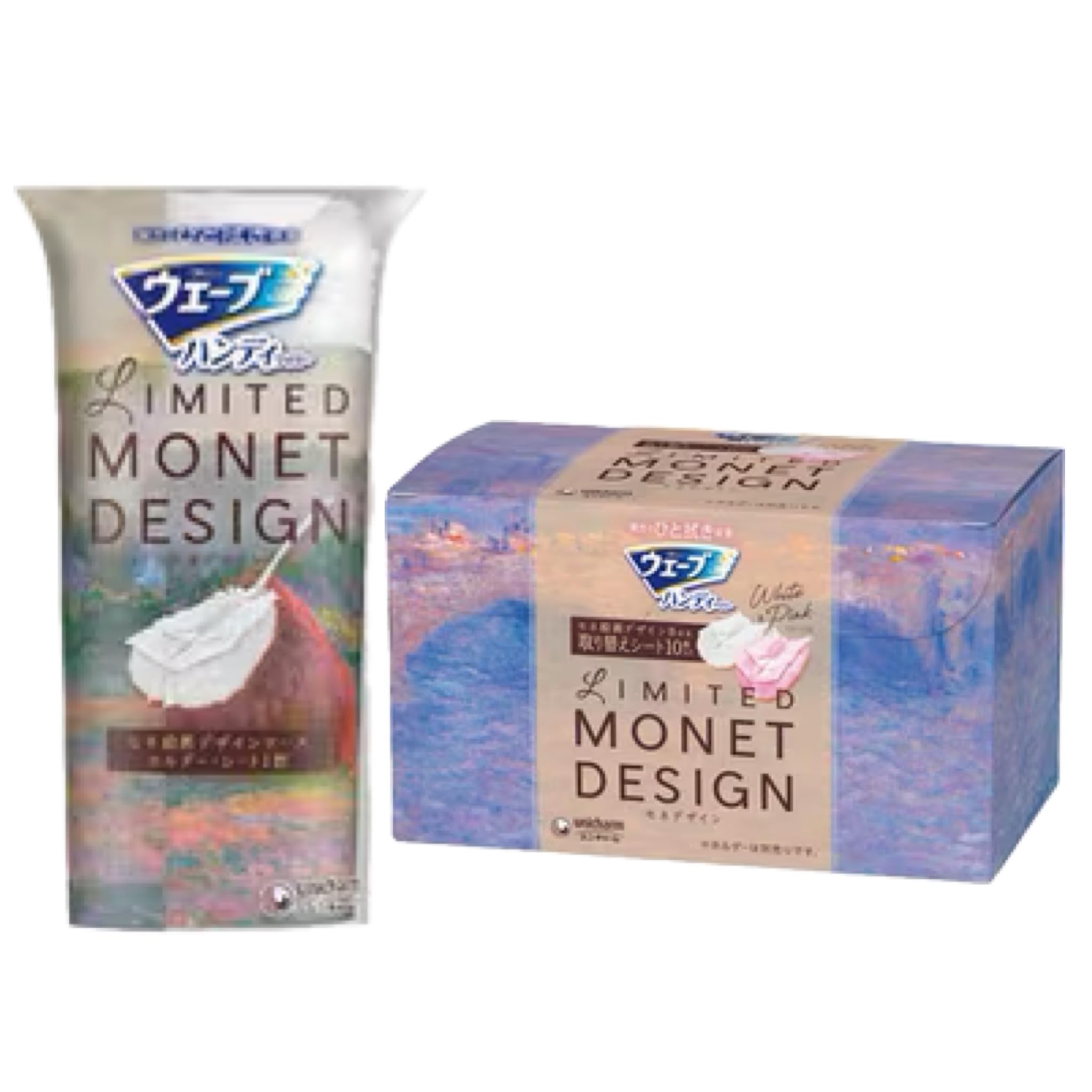 

Unicharm Wave Handy Case в комплекте Дизайн Моне Основной блок 1 лист 10 сменных листов Набор Кувшинки Стопка Солома Конец лета Розовый Голубой Стопка