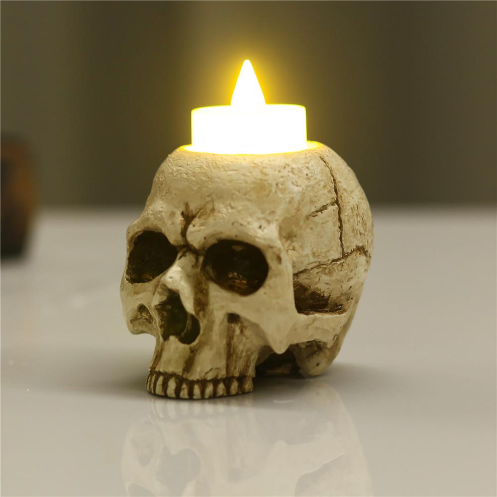 Halloween Skull Candle Holder Creative Tears Skull Resin Figurines Horror Halloween Decoration Holiday Atmosphere Mini Ornaments
