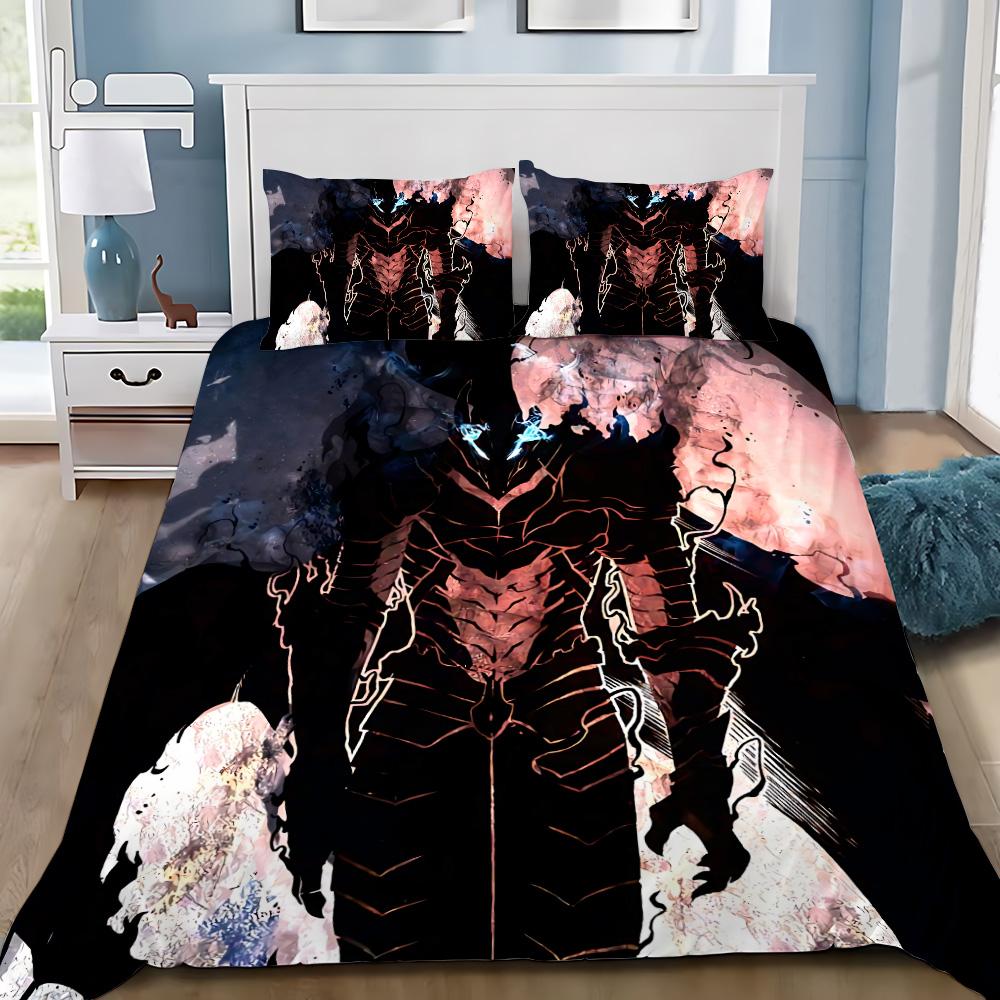 Anime Solo Leveling Duvet Cover Pillowcase Bedding Set Adult Boy Girl Bedroom Decoration Children Gift Single Double Large Size