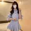 Academy Style Blue Striped Shirt Dress Children's Early Summer New French Temperament Waist Skirt