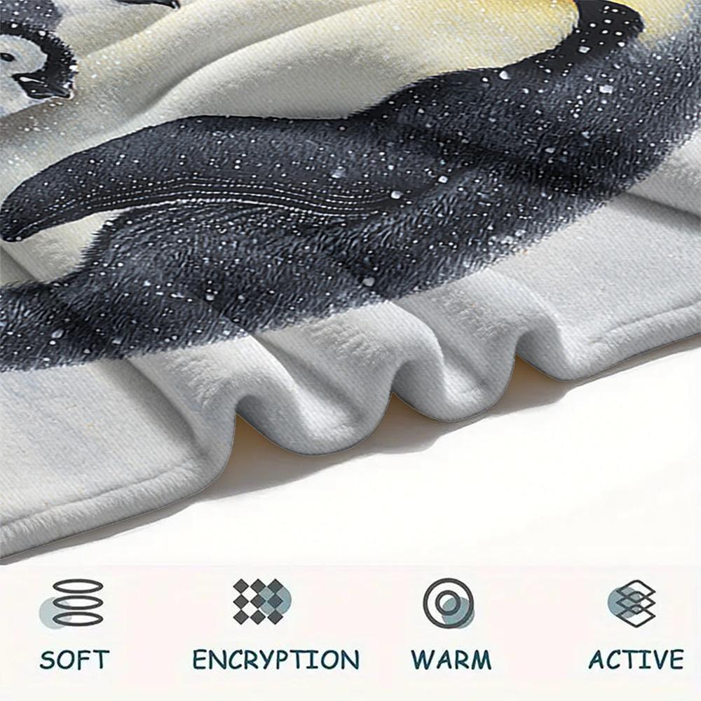 Penguin Print Flannel Blanket, High quality Comfortable for All Seasons, Home Decor, Warmth and Comfort, Perfect for Christmas Gifts