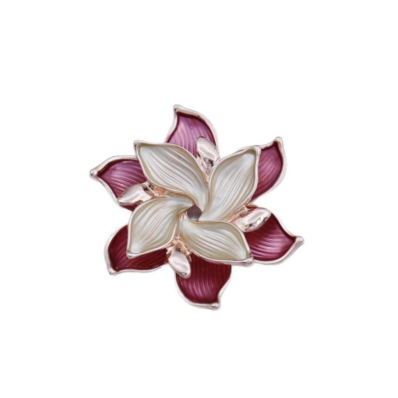 New enamel color hollow geometric camellia magnetic brooch women's fashion versatile three-dimensional flower corsage
