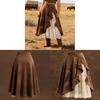 Vintage Western Leather Skirt With Lace Patchwork For Streetwear Fashion