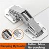 10 Pieces Steel Cabinet Hinges 90 Degree No Drilling with Hydraulic Buffer for Smooth Opening and Closing