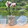 Clear Orchid Pot Breathable Flower Pot with Saucer Plant Pot with Side Ventilation Holes Drainage for Phalaenopsis Healthy Growth
