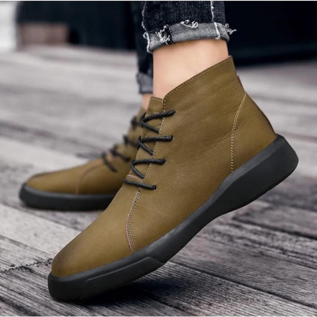 Hochwertige Herren Echtleder Stiefel Bequeme Sneaker Mode Herrenschuhe Leder Vielseitige Skateschuhe
