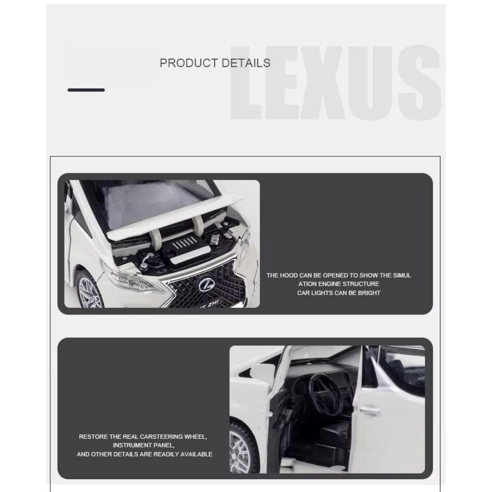 1/32 Lexus LM300h MPV Spielzeugauto, Metalllegierung, Van, Miniatur, Pullback, Sound & Light, Sammlung, Modell, Geschenk für Jungen und Kinder
