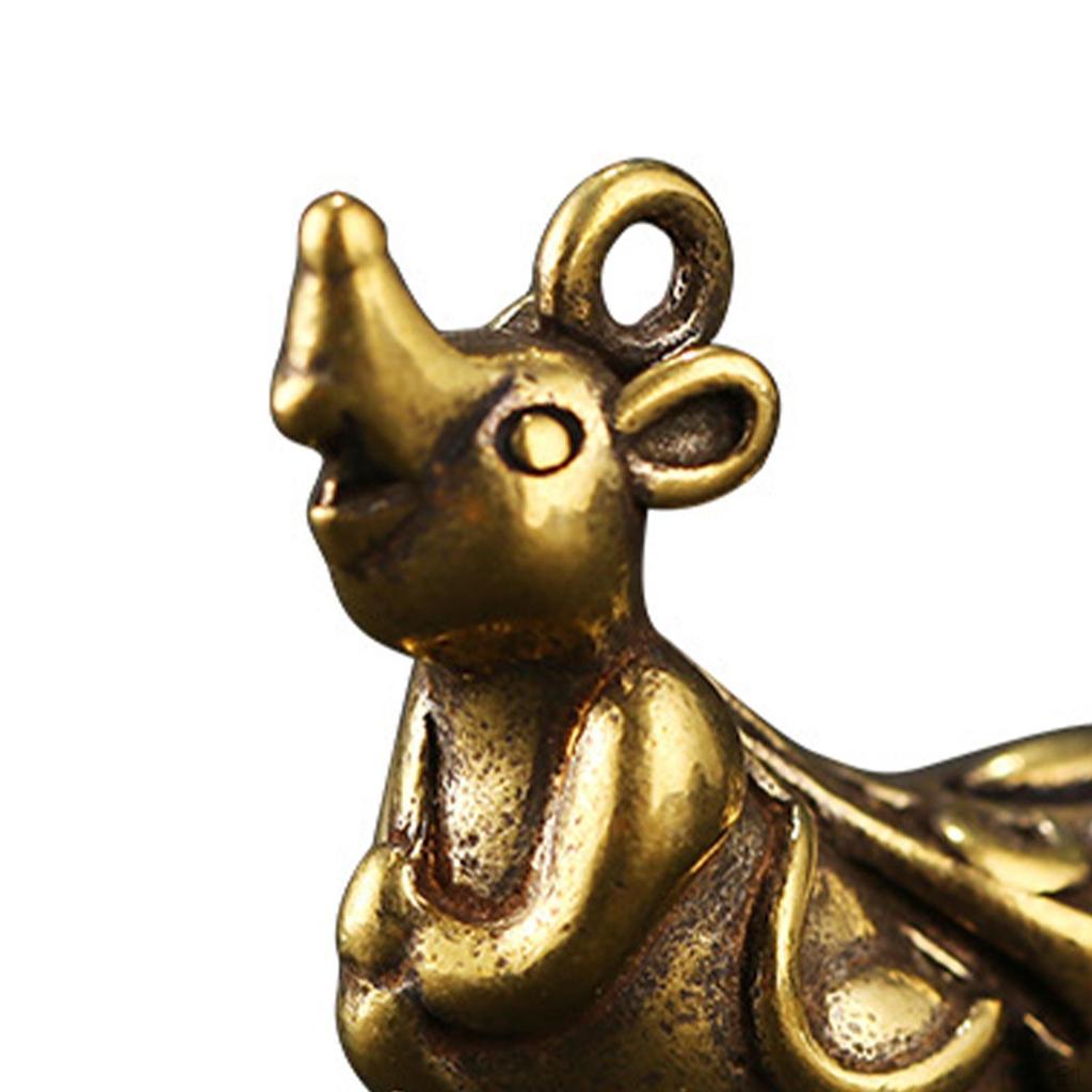 Mouse Keychain Pendant Brass Statue Home Decoration Feng Shui Mini Figurine Key Chain