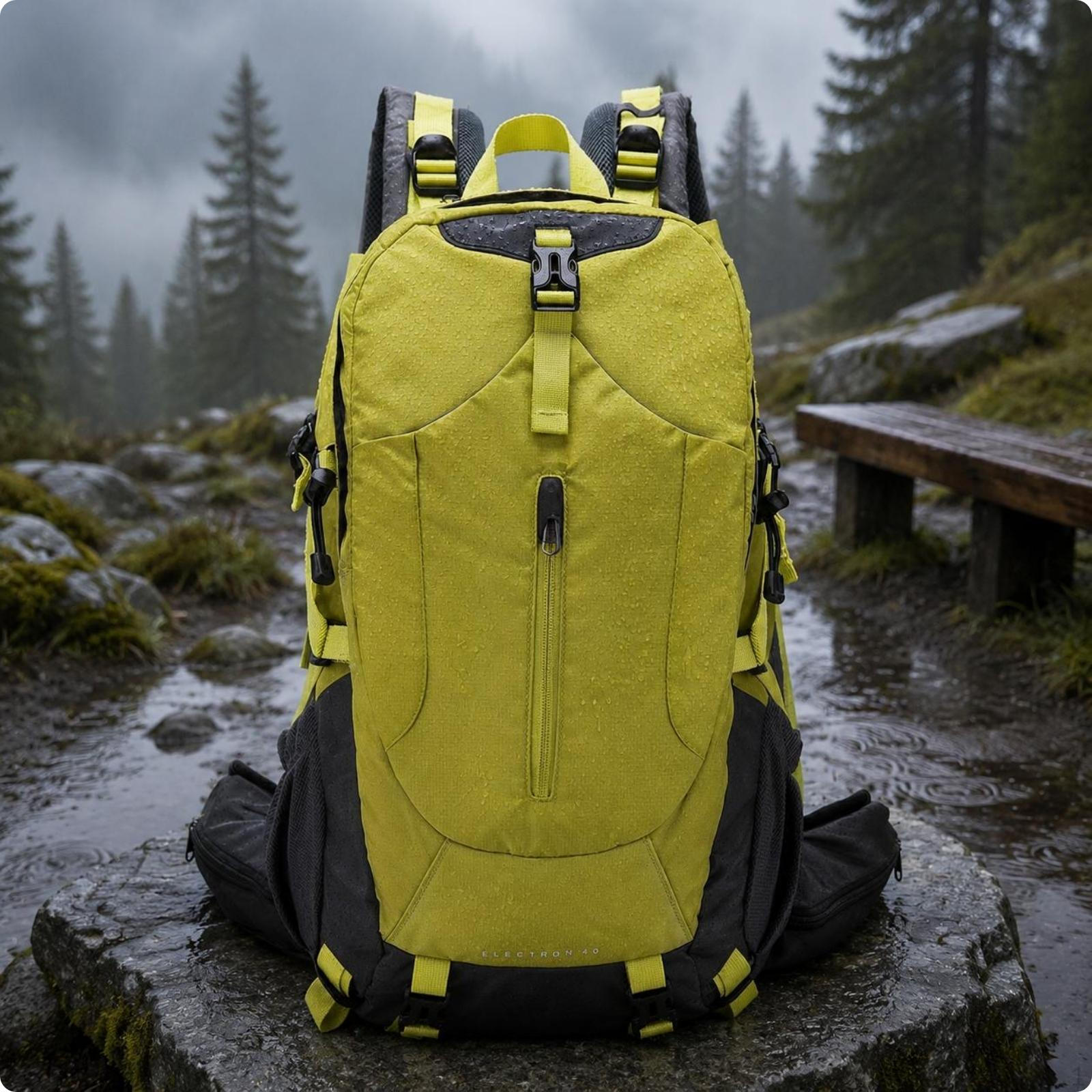 Hiking Backpack Nylon Daypack Structured Rucksack for Outdoors Green Green